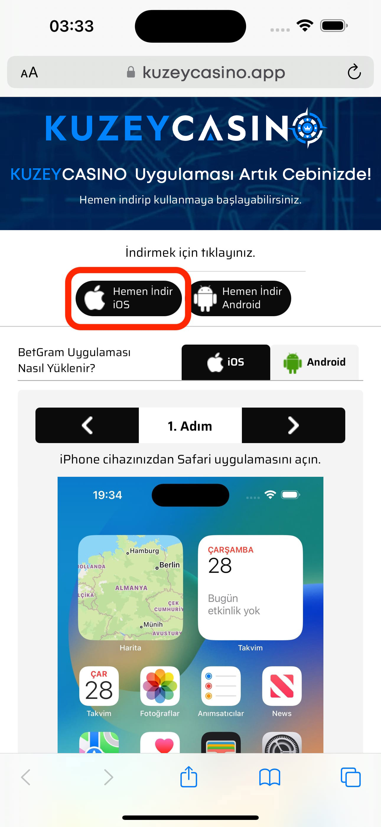 KuzeyCasino Mobil Tanıtım - Adım 3